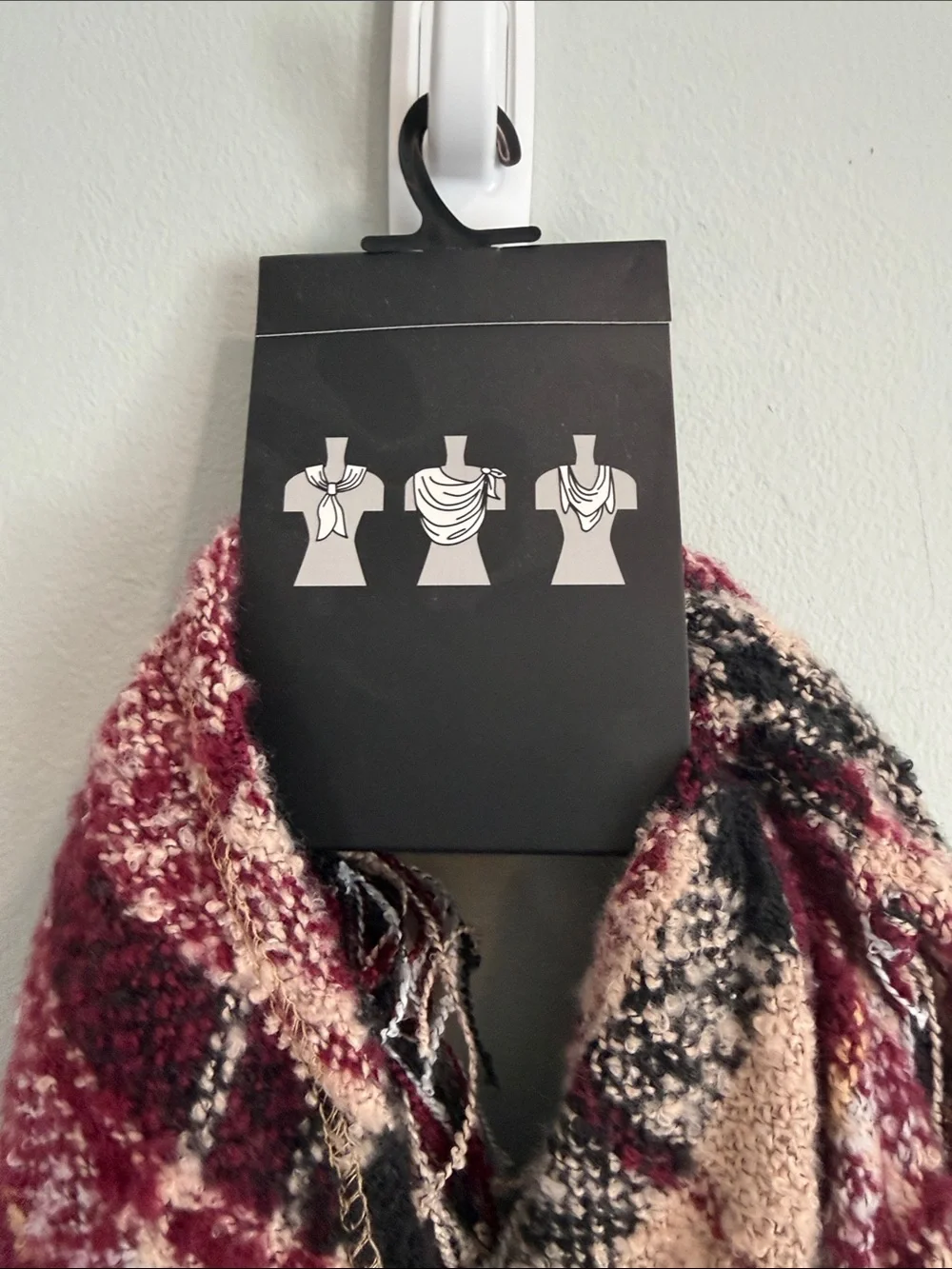 indigo soul Burgundy Plaid Fringed Triangle Scarf